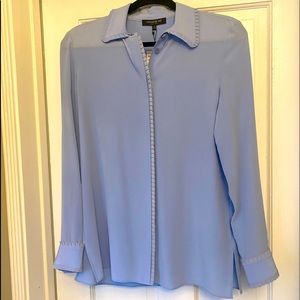 Lafayette 148 French Blue long sleeve blouse